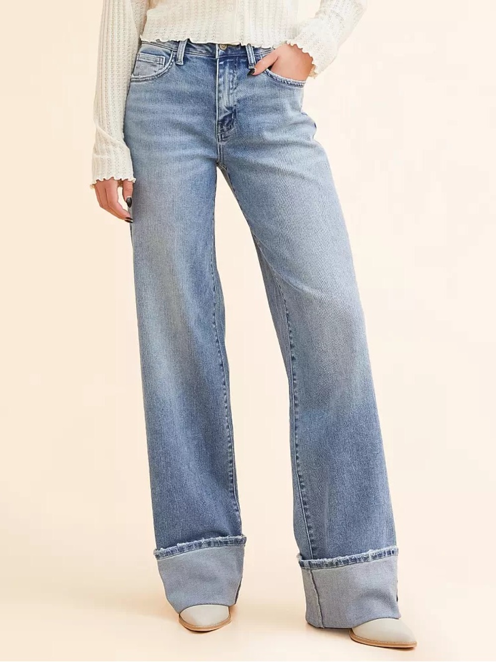 Flying Monkey Baggy Wide-Leg Flip Cuff Jeans ~ Size 30